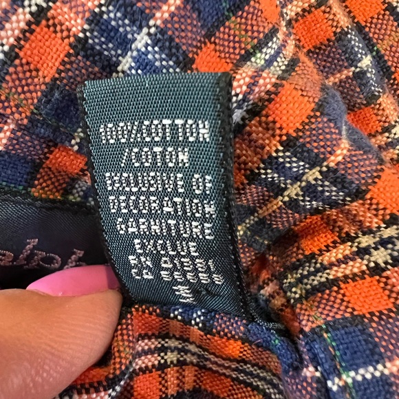 Ralph Lauren Men's Medium Orange Blue Plaid Button Down Cotton Custom Fit  Shirt - Picture 4 of 7